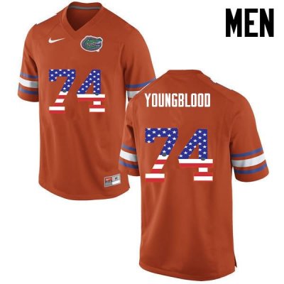 Men's Florida Gators #74 Jack Youngblood NCAA Nike Orange USA Flag Fashion Authentic Stitched College Football Jersey WNG7362SB